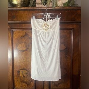 EUC Milly- Winter White Halter Tie Midi Dress. Size M